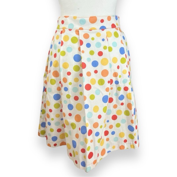 Beebop & Wally White Multi Colored Polka Dot A-Line Pleated Novelty Skirt SZE XS - Picture 4 of 9